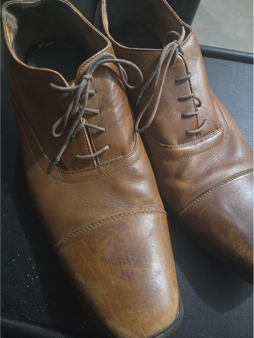 Mark Nason Men's Tan Leather Cap Toe Oxford Shoes Size 14